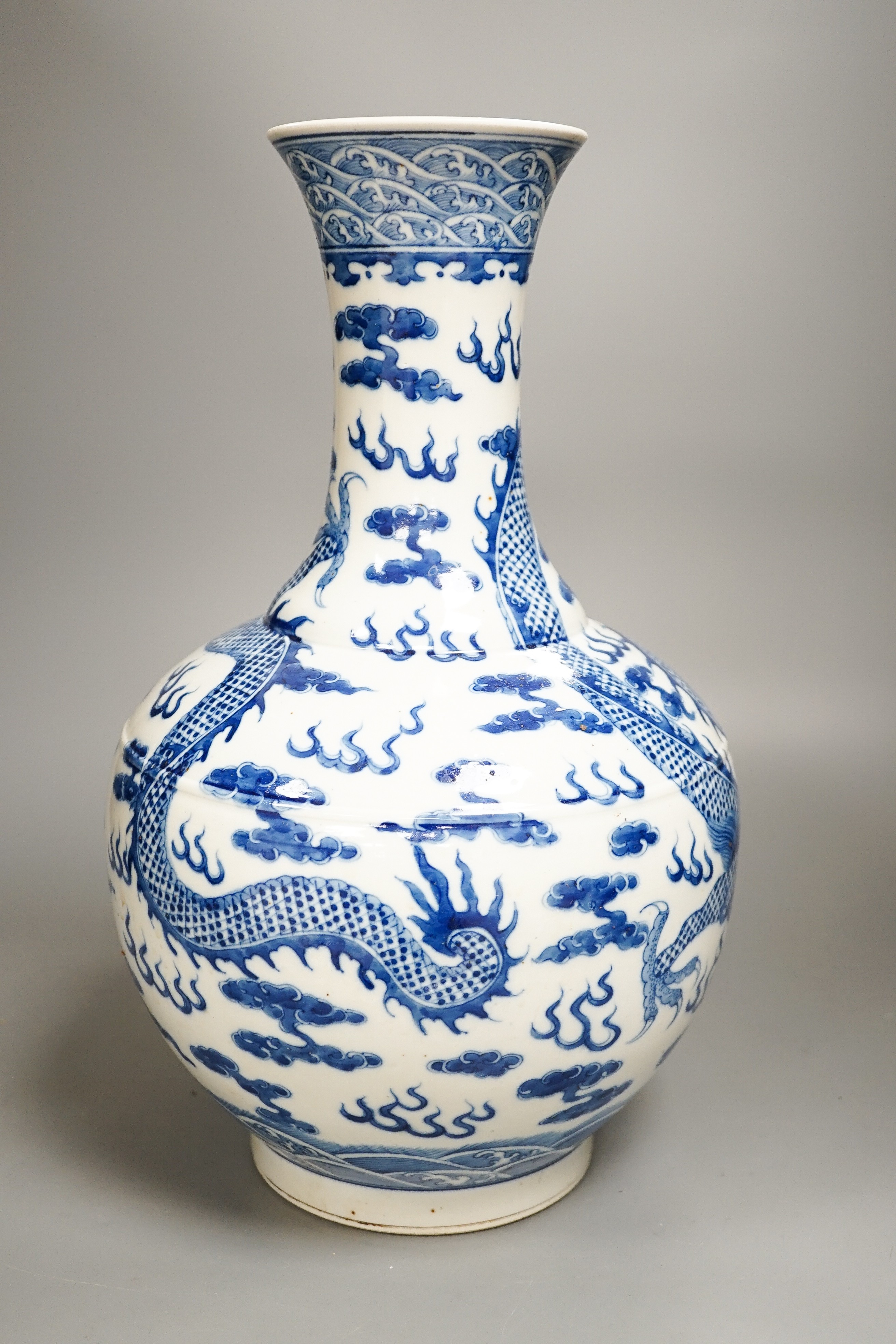 A large Chinese blue and white ‘dragon’ vase 38cm